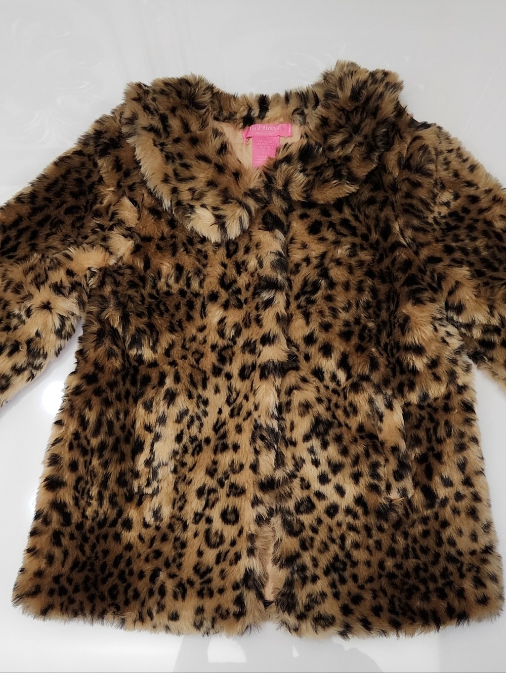 Isaac Mizrahi Leopard Print Faux Fur Coat - Brown & Black